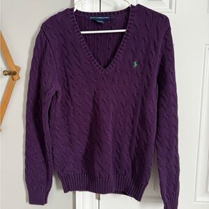 Ralph Lauren Deep Purple Cable Knit Sweater